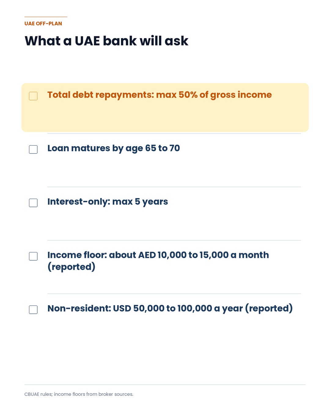 What a UAE bank will ask